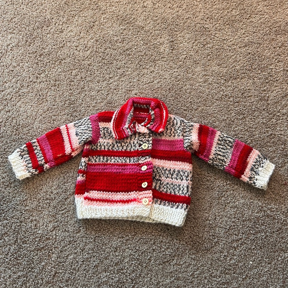 Hand Made Baby Girls Multi Color Knitted Sweater  (handmade)

Size 6 Months